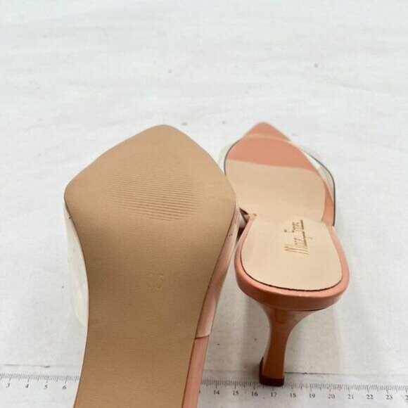 Milooey shoes Women's Comfy Kitten Heel Mules Open Pointed Toe Sandals Pink - Picture 6 of 8